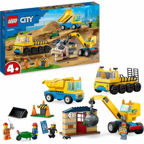 LEGO City Great Vehicles 60391 Rakennustyömaan ajoneuvot, nosturi ja purkupallo