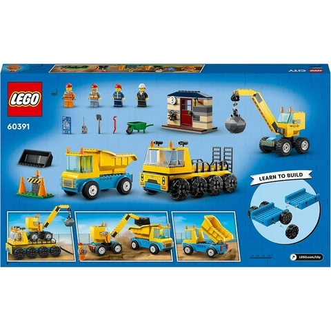 LEGO City Great Vehicles 60391 Rakennustyömaan ajoneuvot, nosturi ja purkupallo