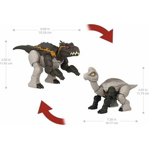 Mattel Jurassic World Muuntajahahmo Fierce Changer Solid Stretch Indoraptor ja Brachiosaurus 