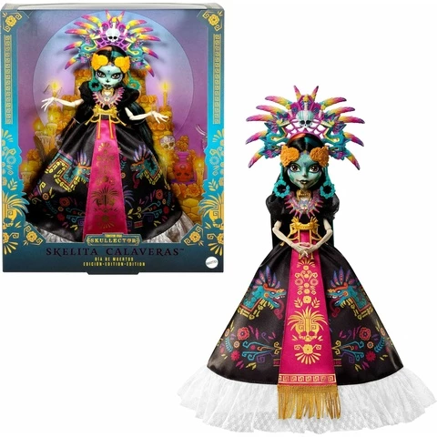 Monster High Skelita Calaveras – Día de Muertos -nukke asteekkisilla yksityiskohdilla