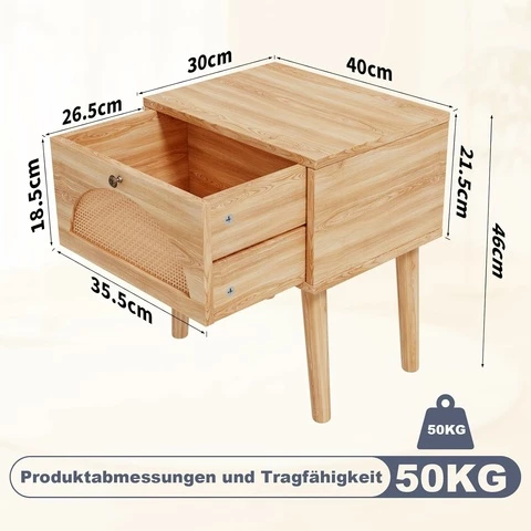 kompakti yöpöytä 40x30x46 cm makuuhuoneeseen