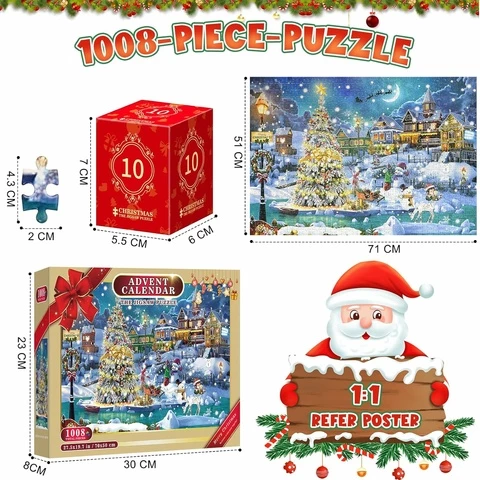 Palapeli joulukalenteri Jigsaw 1008 palaa