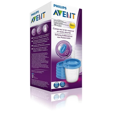 Philips Avent 180 ml kupusetti kannella rintamaidon säilyttämiseen