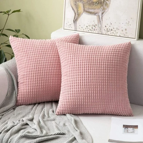 Corduroy with soft pillow cover 50x50, rose (set, 2 pcs)