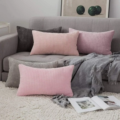 2 corduroy soft cushion covers 30x50, pink lilac (set, 2 pcs)