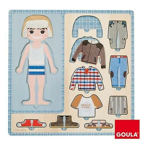 Goula Wooden puzzle boy and clothes