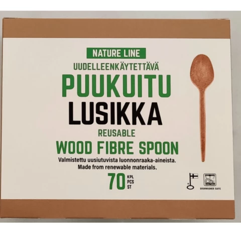 Disposable wood fiber spoon 70 pcs