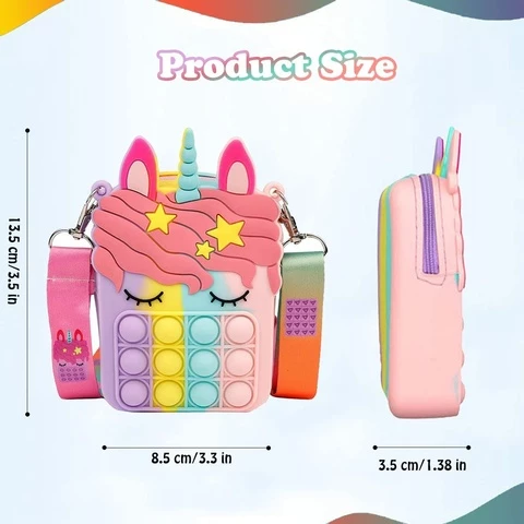 Rainbow unicorn pop-it fidget bag