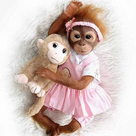 Reborn monkey doll 52 cm and soft toy monkey