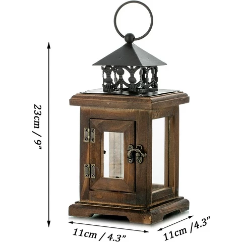 Romadadi puinen lyhty 23 cm, ruskea