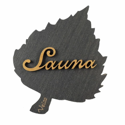 Sauna sign birch leaf black