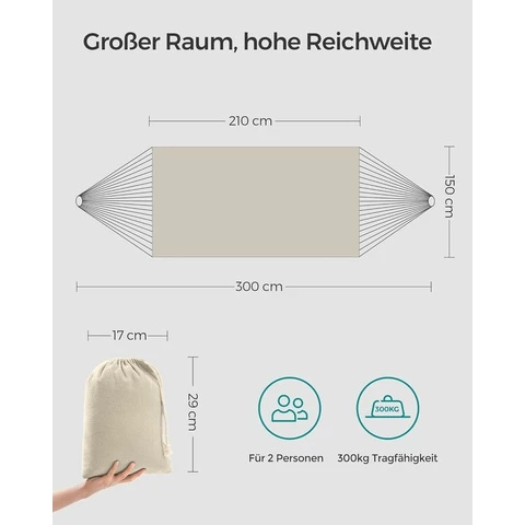 Sonmics Kahden hengen riippumatto beige