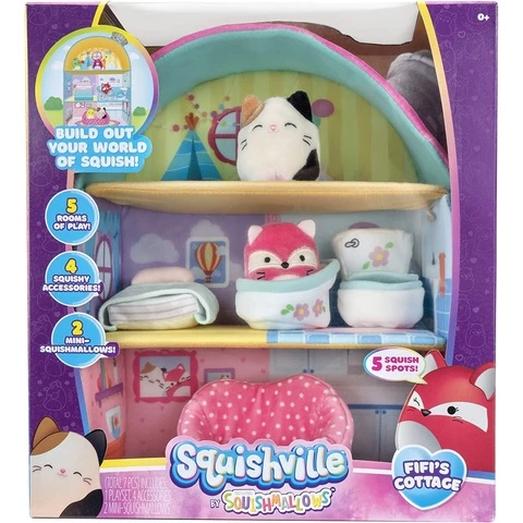 Squishville soft house and 2 mini squishmallows 5 cm