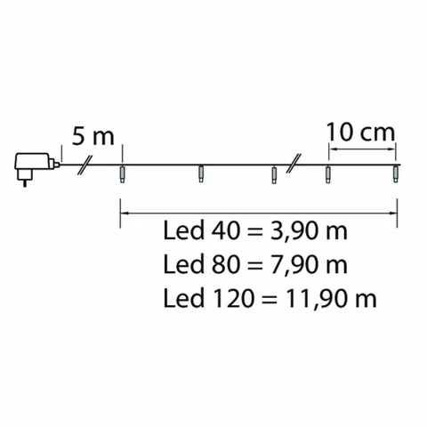 Led Team 120 New 11,9m ip44 lämmin keltainen valo Airam