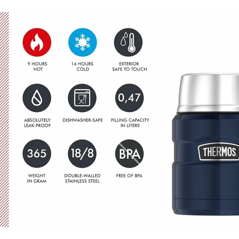 Thermos King ruokatermos lusikalla 0.47L, sininen