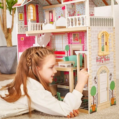 Top Bright 3-story wooden dollhouse