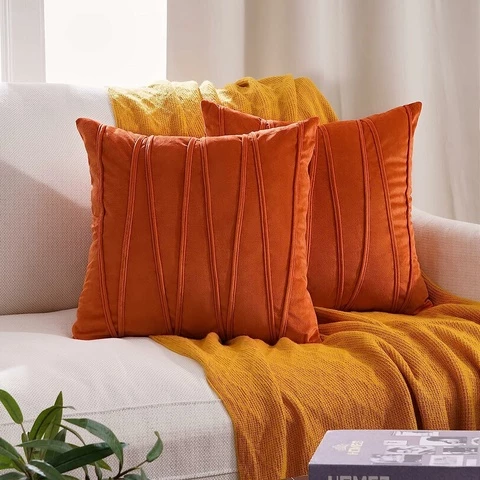Topfine tyynynpäälliset oranssi sametti 40x40, setti (2 kpl)