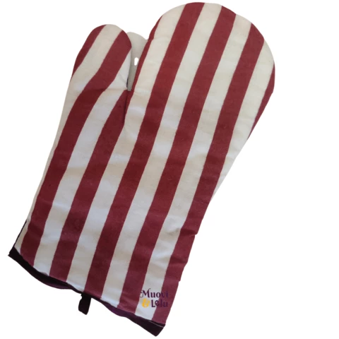 Oven glove stripe green or red